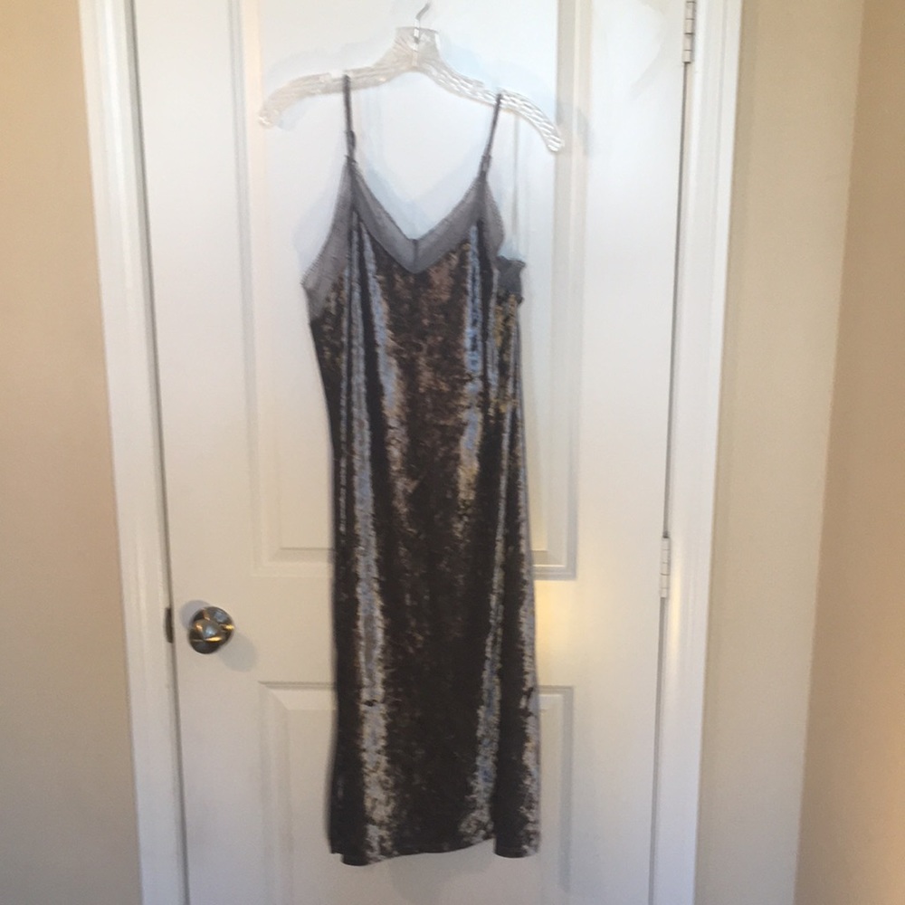 Grey Velvet Slip Dress